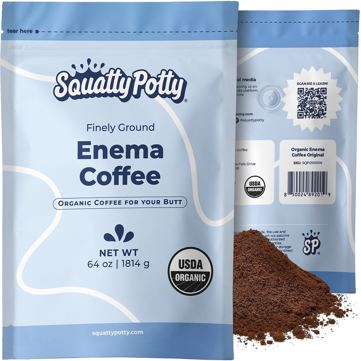 Squatty Potty Enema Coffee – Organic – 419° Roasted, Ground Coffee, Cleanse and Detoxify, Made in USA – 4 lb Bag